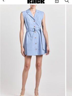 10 Crosby Derek Lam Light Blue Sleeveless Belted Mini Dress. Lya shirtdress